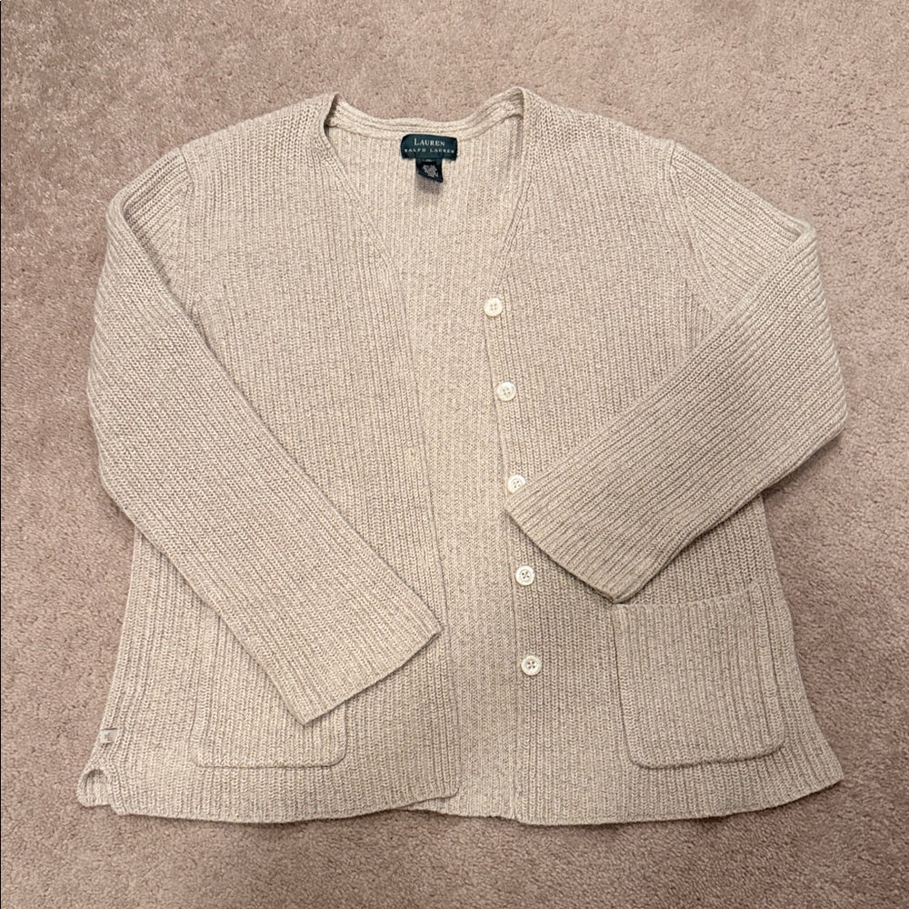Lauren Ralph Lauren Light Tan Knit Cardigan